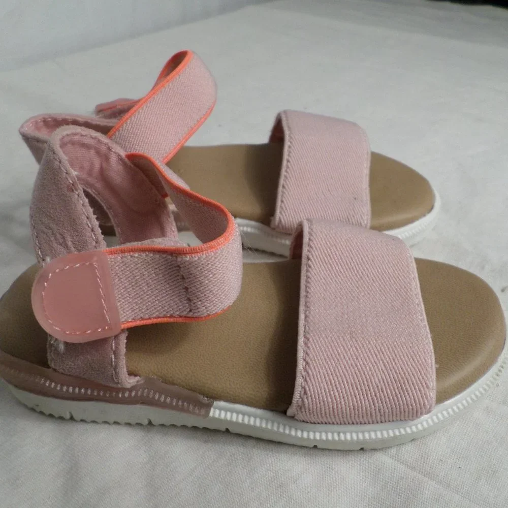Old Navy Pink Strap Girls Sandals Velcro Strap Pink/White Size 6 (13.5)
